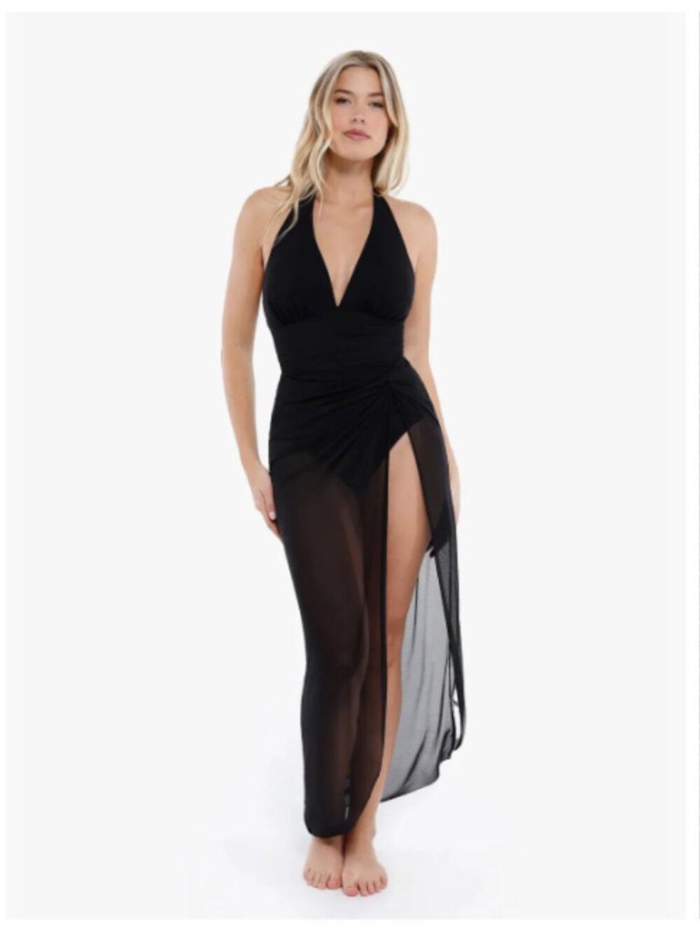 Black Bias Twist Mesh Sarong Coverup XL BNWT